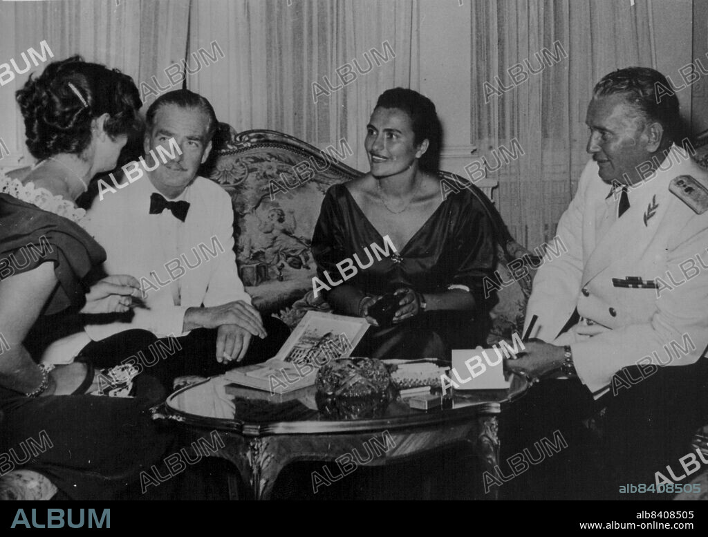 Marshal Tito's New Wife Entertains -- In animated conversation during the reception here in honour of British Foreign Minister Mr. Anthony Eden, are, Marshal Tito (right), Sitting next to his third wife, Mrs. Jovanka Broz, Mr. Anthony Eden, and Mrs. Vera Bebler, wife of the former Yugoslav delegate to the United Nations Organisation, Doctor Alesh Bebler. Tito's new wife is Jovanka Budisavljevio, 28-years-old major still in army service. September 20, 1952.