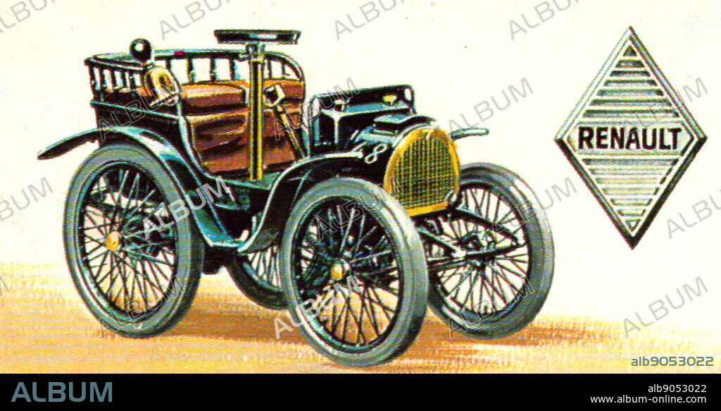 first Renault car, the Renault Voiturette 1CV, 1898. he Renault corporation was founded in 1899 as Societe Renault Freres by Louis Renault and his brothers Marcel and Fernand. Brooke Bond Tea collector card.
