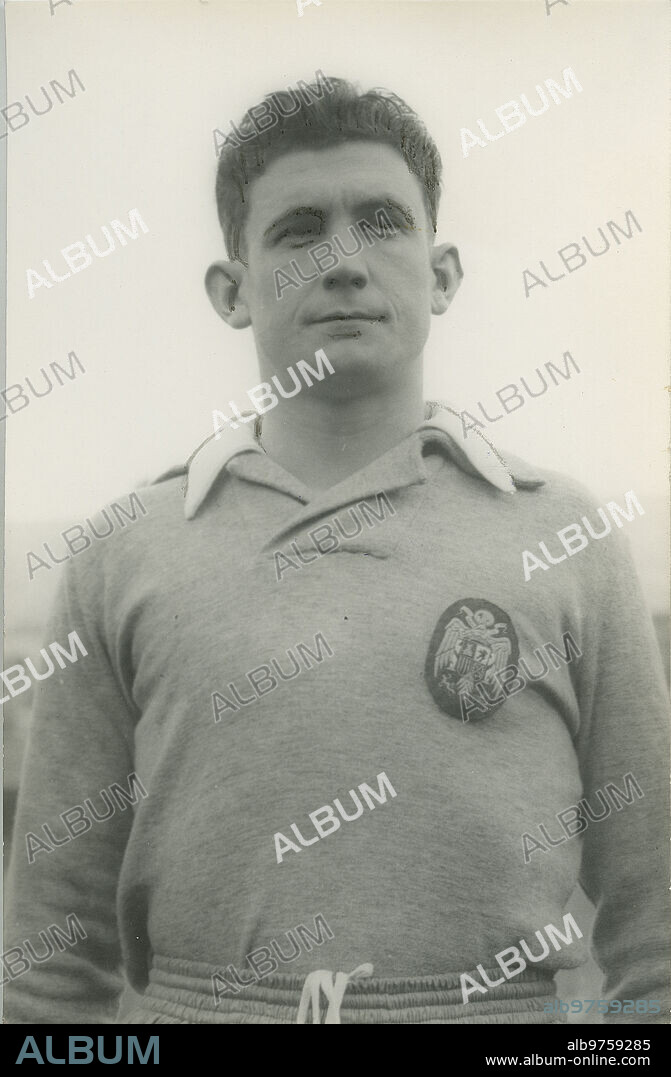1960 (CA.). Carmelo Cedrún, portero de la selección española de fútbol.