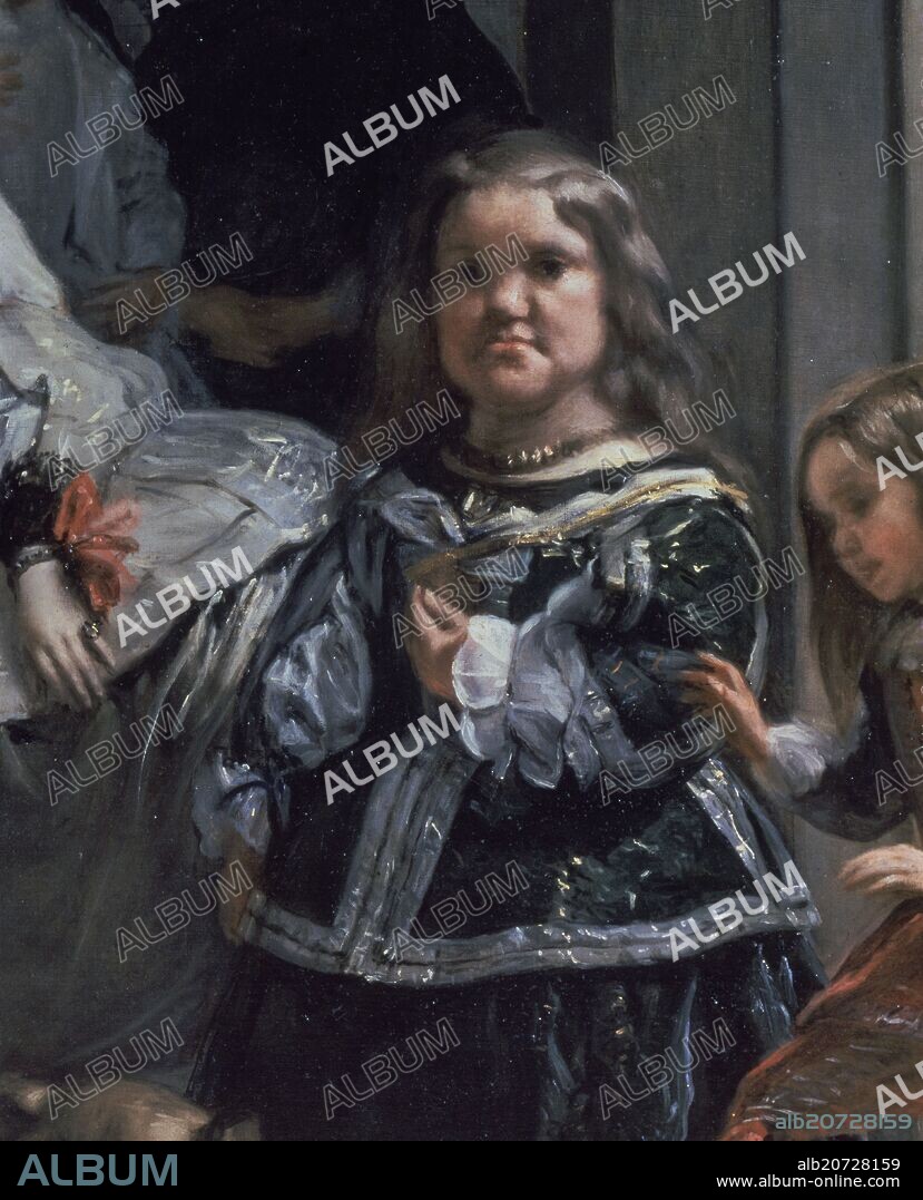 DIEGO VELAZQUEZ (1599-1660). LA ENANA MARIBARBOLA - DETALLE DE LAS MENINAS O LA FAMILIA DE FELIPE IV- 1656 - OLEO/LIENZO - BARROCO ESPAÑOL - CONJUNTO 401.