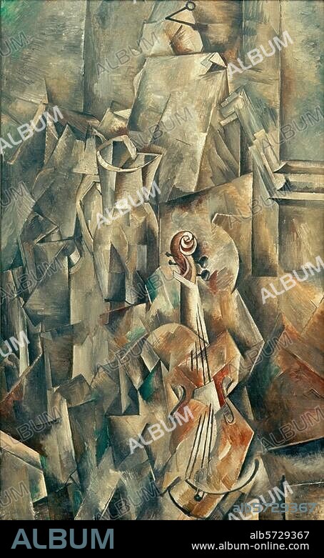 GEORGES BRAQUE. Braque, Georges. 1882-1963. "Broc et Violon" (Krug und Violine), Paris, Winter 1909/10. Öl auf Leinwand, 117 × 73,5 cm. Schenkung Raoul La Roche, Inv. Nr. 2285. Basel, Kunstmuseum.