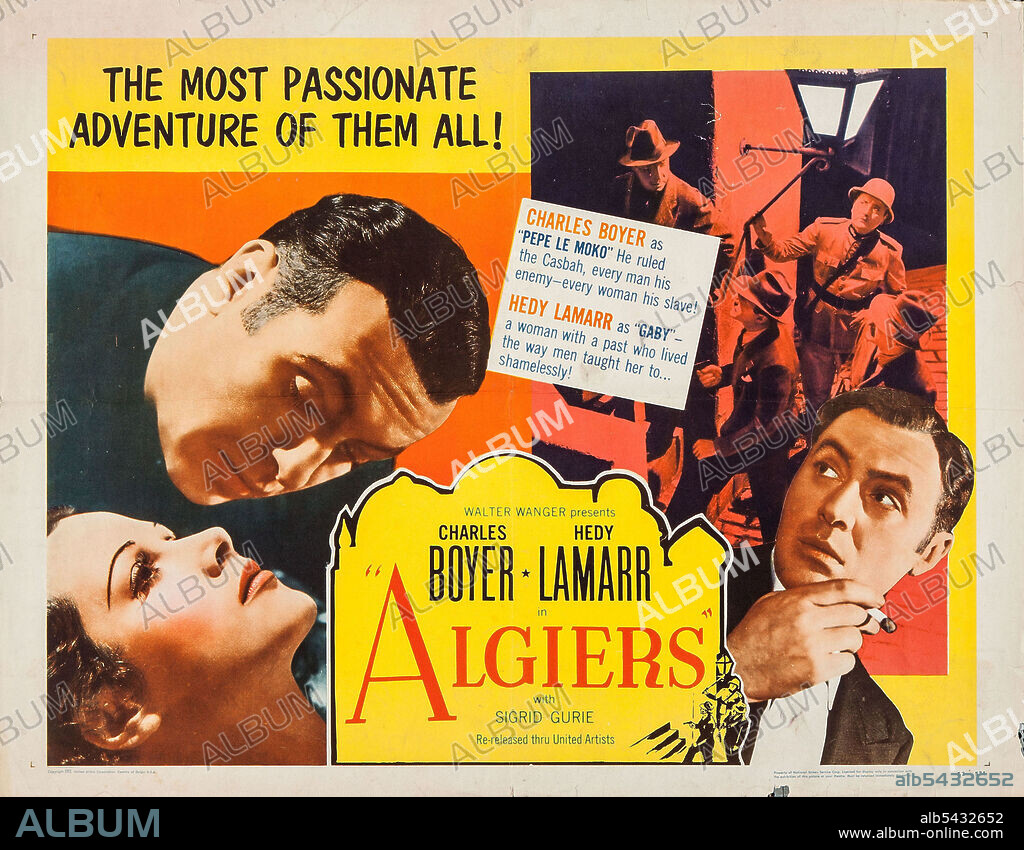 CHARLES BOYER and HEDY LAMARR in ALGIERS, 1938, directed by JOHN CROMWELL. Copyright UNITED ARTISTS.