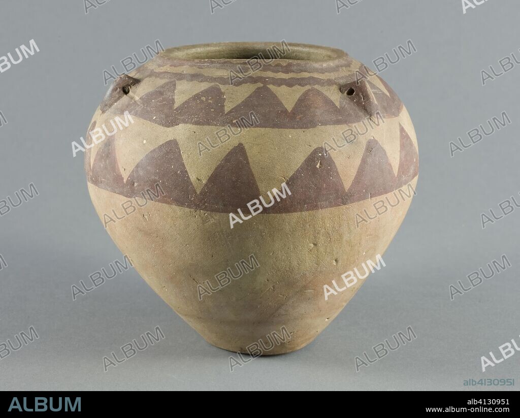 ANCIENT EGYPTIAN. Vessel. Egyptian. Date: 3800 BC-3300 BC. Dimensions: H. 15.9 cm (6 1/4 in.); diam. 16.5 cm (6 1/2 in.). Ceramic and pigment. Origin: Egypt.