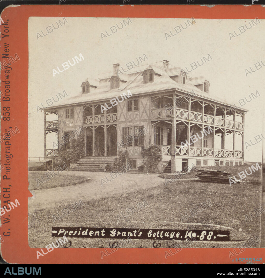 Gen. Grant's Cottage, Long Branch, N.J., Pach, G. W. (Gustavus W.) (1845-1904), Grant, Ulysses S. (Ulysses Simpson), 1822-1885, Tourism, Porches, Summer houses, Dormers, Homes and haunts, New Jersey, Long Branch (N.J.), Long Branch.
