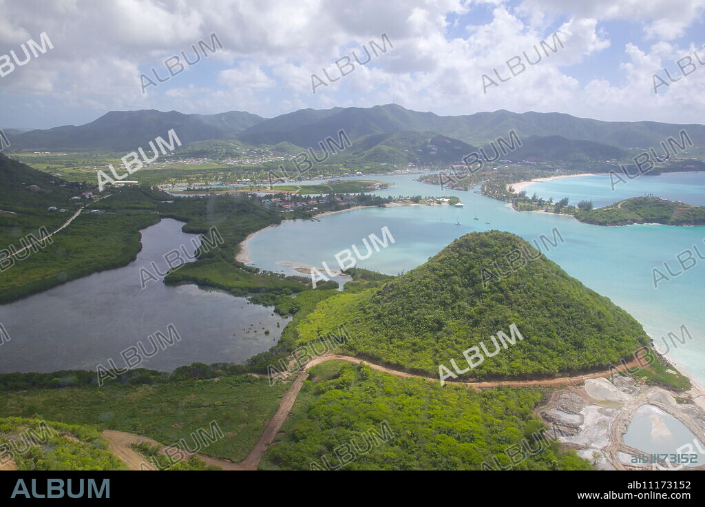 View over Five Islands Harbour, Antigua, Leeward Islands, West Indies, Caribbean, Central America.