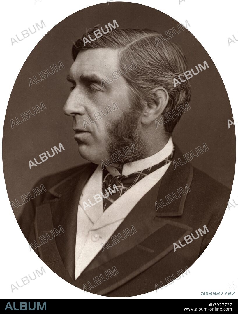 Right Hon George Joachim Goschen, MP for the City of London, 1877. A Liberal, then a Liberal Unionist, Goschen held various ministerial posts during his political career, including Chancellor of the Exchequer from 1887-1892. From Men of Mark: a gallery of contemporary portraits of men distinguished in the Senate, the Church, in science, literature and art, the army, navy, law, medicine, etc. Photographed from life by Lock and Whitfield, with brief biographical notices by Thompson Cooper. (London, 1876-1883).