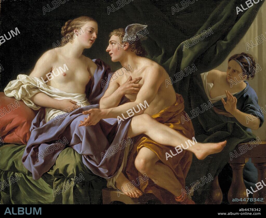 Louis-Jean-François Lagrenée, Mercury, Herse and Aglaura, Herse and Aglauros, painting, 1767, oil on canvas, Height, 55 cm (21.6 inches), Width, 70 cm (27.5 inches), Inscriptions, Signed, Lagrenée 1767.
