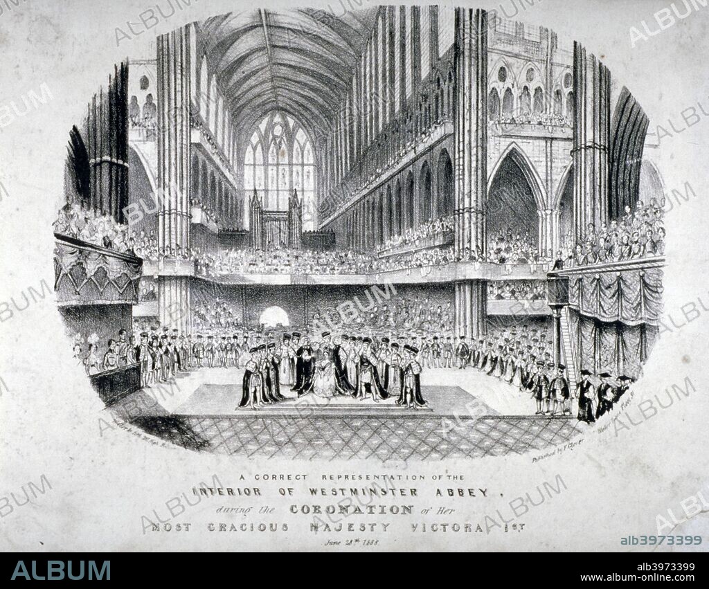 The coronation of Queen Victoria in Westminster Abbey, London, 1838.