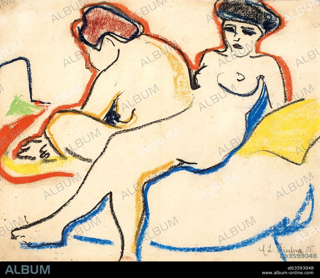 ERNST LUDWIG KIRCHNER. Two Nudes on a Bed.