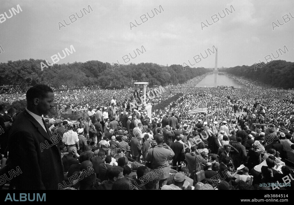 August 28, 1963 - View of the huge crowd from the Lincoln Memorial to the Washington Monument, during the March on Washington.