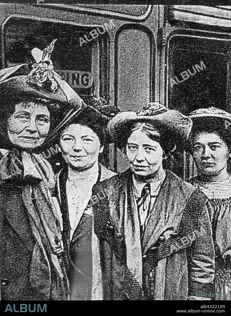 Members of the Pankhurst suffragette family who campaigned for women to have the vote in Britain. Left to right: Emmeline Pankhurst (1858-1928), one of the founders of the British suffragette movement, Daughters: Sylvia Pankhurst (1882-1960), Christabel Pankhurst (1880-1958), Adela Pankhurst (1886-1961), an Australian suffragette.