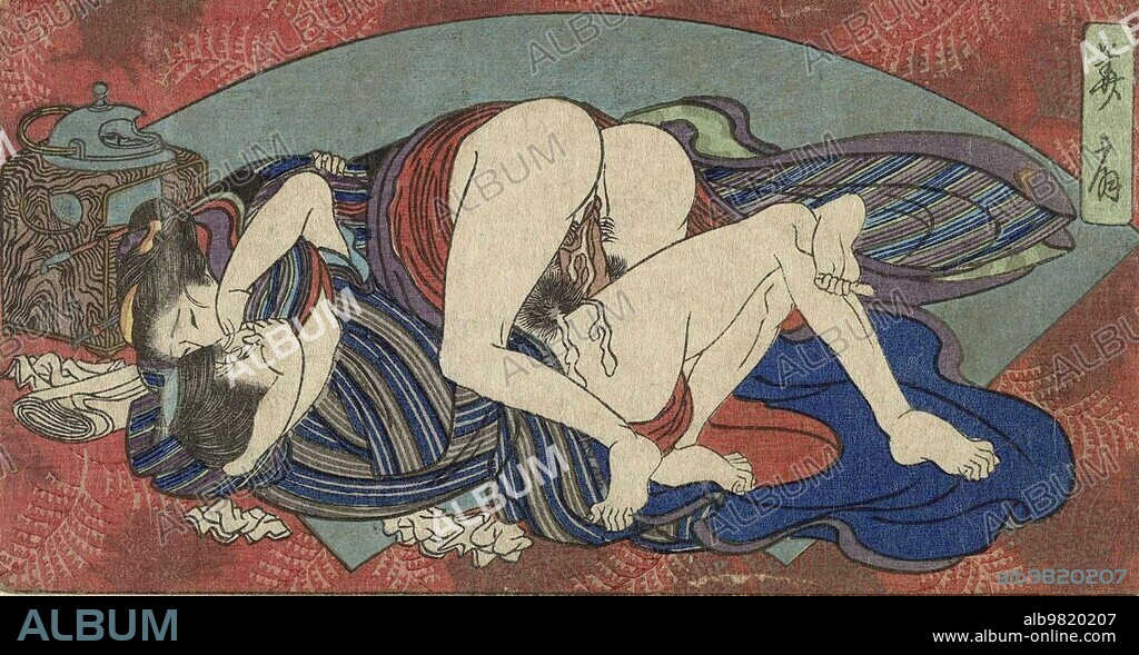 Occasions, the cute fan, Kama Sutra, eroticism, sex, erotic depiction from 1850, Japan, Historical, digitally restored reproduction from a 19th century original