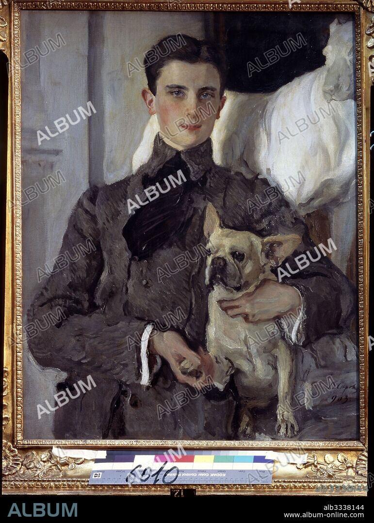 VALENTIN ALEXANDROVICH SEROV. Portrait of Prince Felix Yusupov, Count Sumarokov-Elston (1887-1967) with a dog.