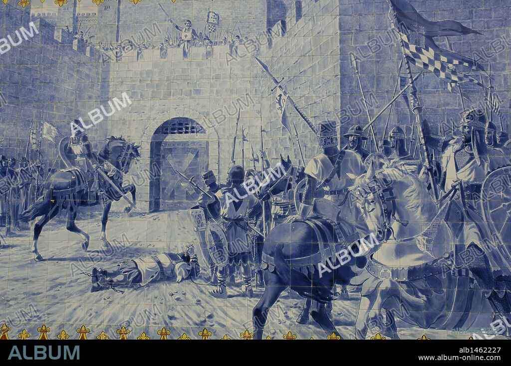 History of Portugal. Middle Ages. The siege of the castle of Torres Novas. Portugal.