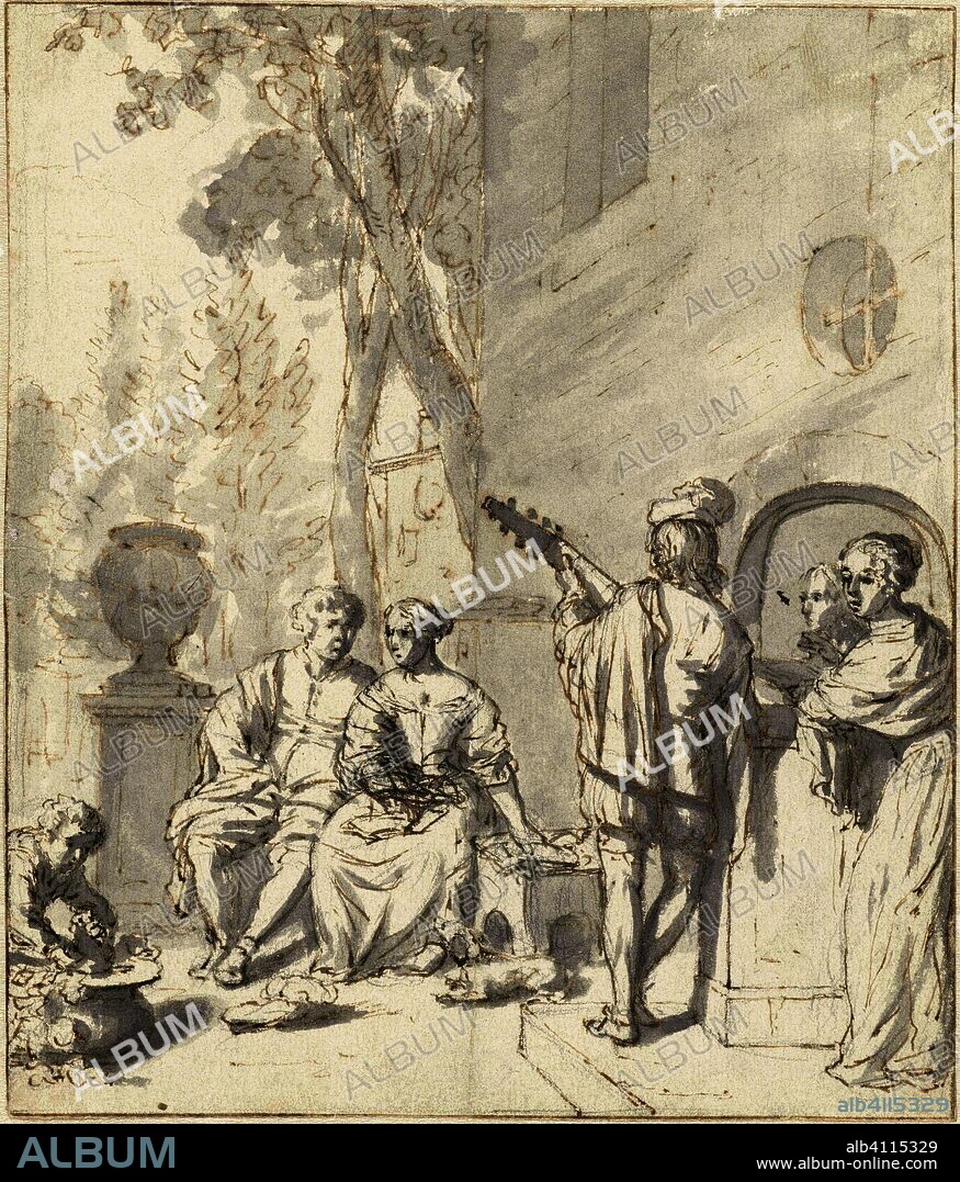 The lute player. Draughtsman: Jan Verkolje (I). Dating: 1660 - 1693. Measurements: h 176 mm × w 150 mm.