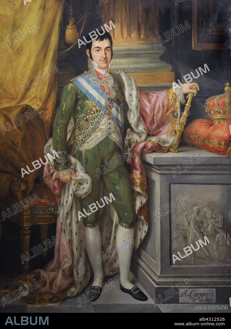 Fernando VII (1784-1833). Rey de España (1808-1833). Retrato de Fernando VII, 1808, por Antonio Carnicero (1748-1814). Museo de Historia. Madrid. España.