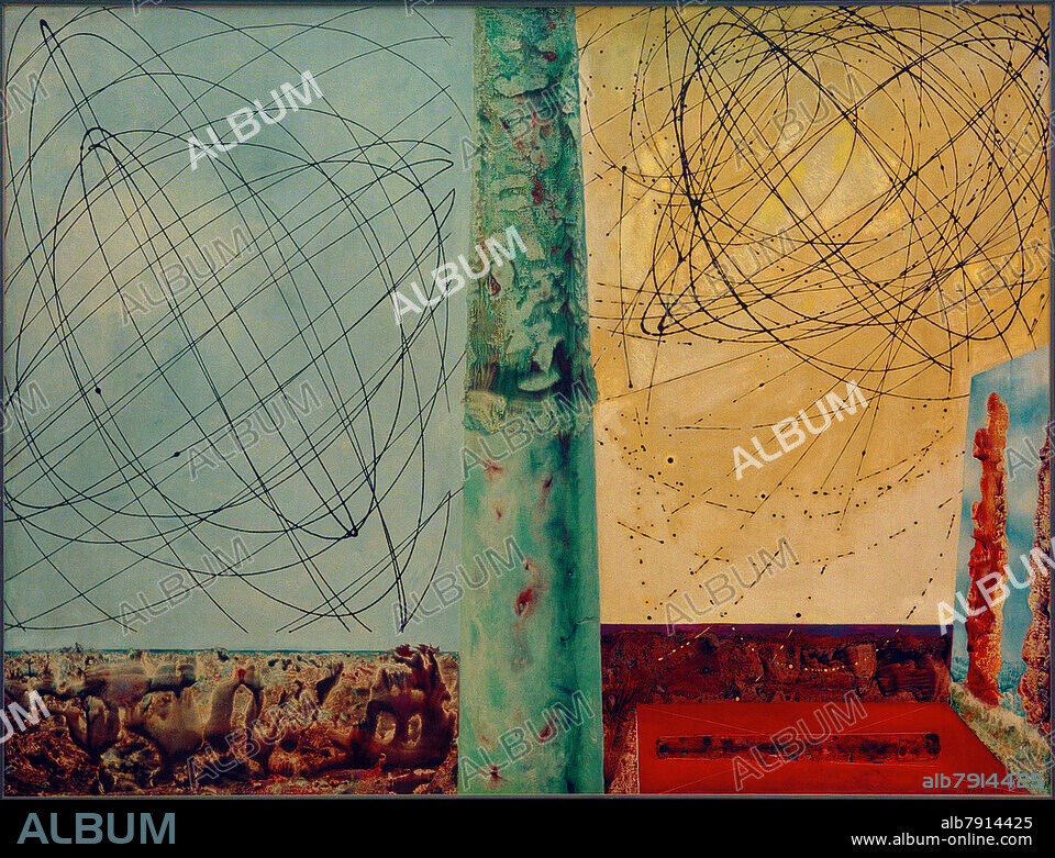 MAX ERNST. Ernst, Max 1891-1976. "La Planète affolée" (The confused planet), 1942. Oil on canvas, 110 × 140 cm. Gift from the artist, Tel Aviv, Art Museum.
