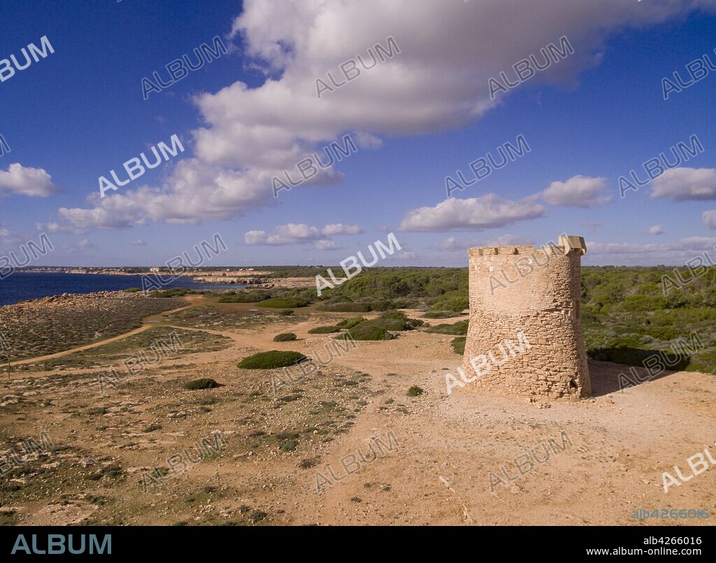 Watchtower of S Estalella, year 1577, S'Estalella,Llucmajor, Mallorca,, balearic islands, spain, europe.