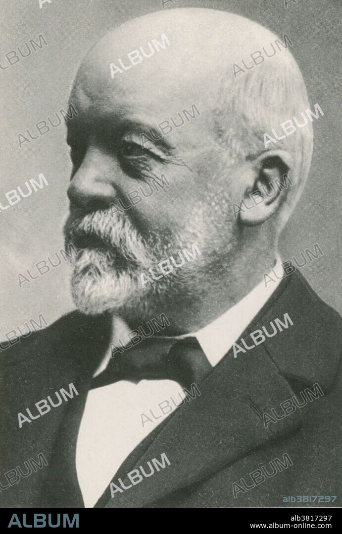 Gottlieb Wilhelm Daimler (March 17, 1834 - March 6,1900) was a German engineer, industrial designer and industrialist. He was a pioneer of internal-combustion engines and automobile development. He invented the high-speed petrol engine. Daimler and his lifelong business partner Wilhelm Maybach were two inventors whose goal was to create small, high-speed engines to be mounted in any kind of locomotion device. In 1885 they designed a precursor of the modern petrol (gasoline) engine which they subsequently fitted to a two-wheeler, the first internal combustion motorcycle and, in the next year, to a stagecoach, and a boat. In 1890, they founded Daimler Motoren Gesellschaft (DMG, Daimler Motors Corporation). They sold their first automobile in 1892. Daimler fell ill and took a break from the business. Upon his return he experienced difficulty with the other stockholders that led to his resignation in 1893. He died in 1900 at the age of 65. No photographer credited, undated.