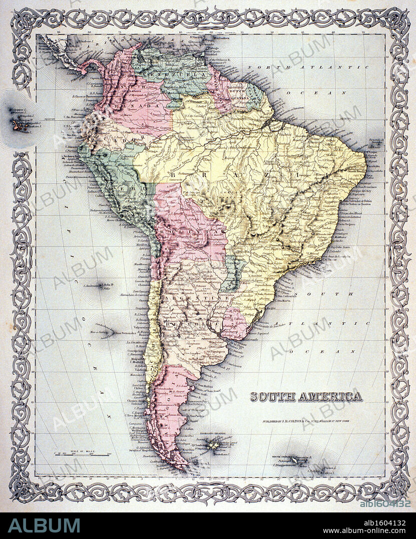 MAPS. South America   C. 1885  Made by J.H. Colton & Co.