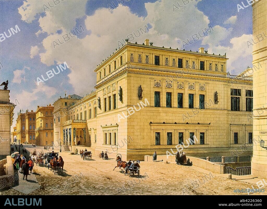 LUIGI PREMAZZI. 'View of the New Hermitage from Millionnaya Street'. Italy-Russia, 1861. Dimensions: 32,2x43,8 cm.