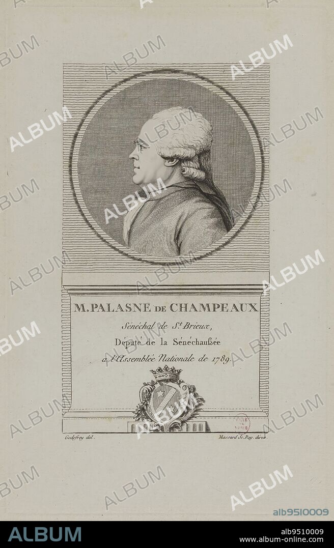 M. Palasne de Champeaux, Massard, Jean Baptiste Louis, Graveur, Godefroy, François, Dessinateur, Dejabin, Editeur, Vers 1789, Estampe, Arts graphiques, Estampe, Eau-forte, Burin, Height: 29.3 cm, Width: 21.8 cm.