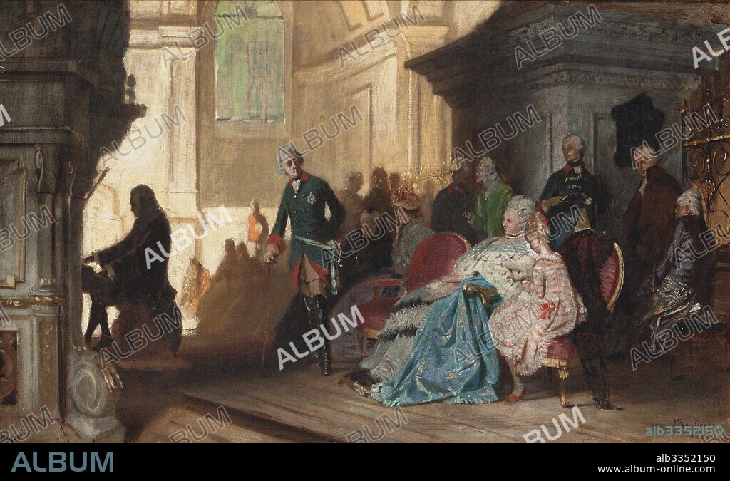 HERMANN VON KAULBACH. Johann Sebastian Bach playing for Frederick the Great of Prussia.