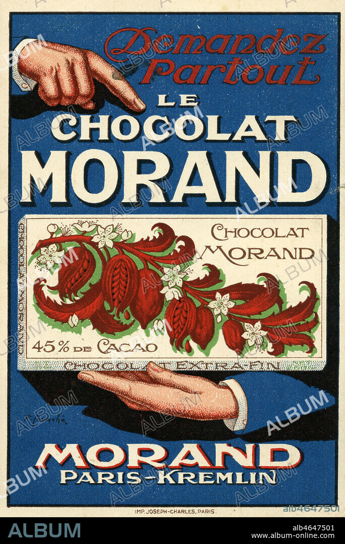 Pub Chocolat Morand, annees 20.Carte postale publicitaire debut 20eme siecle. Credit IM/KHARBINE TAPABOR.