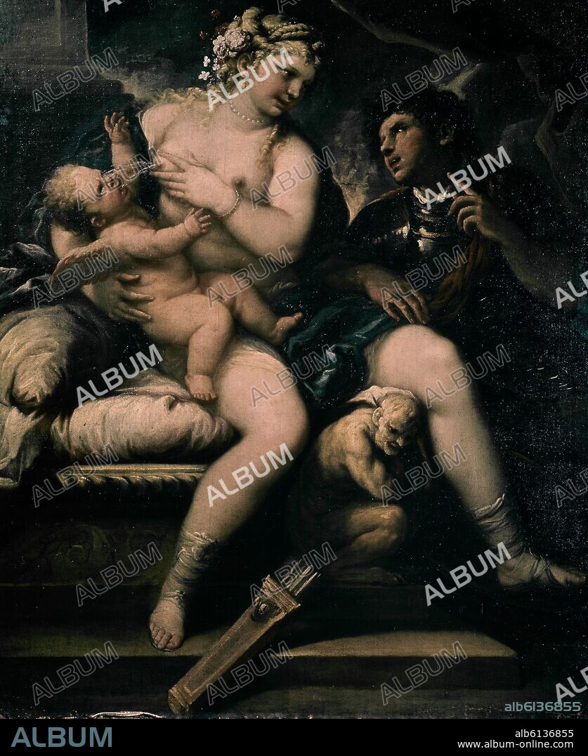 LUCA GIORDANO. CUPIDO Y MARTE - SIGLO XVII - BARROCO ITALIANO.