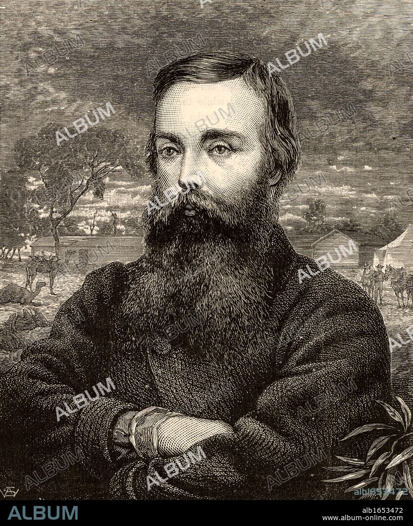 Robert O'Hara Burke (1820 - 1861) Irish explorer and leader of the Burke & Wills Expedition to explore the interior of Australia (1860 - 1861). Burke and Wills died of starvation on their return journey. engraving from "Heroes of Britain in Peace and War" by Edwin Hodder (London, c1880).