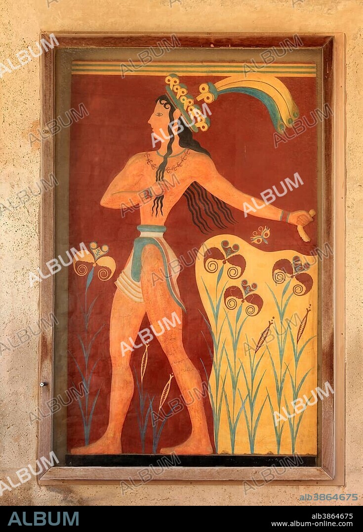 Mural, Palace of the Minoans, Knossos, Crete, Greece
