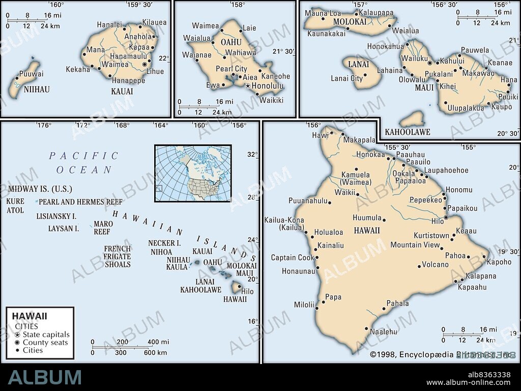 Political map of Hawaii.
