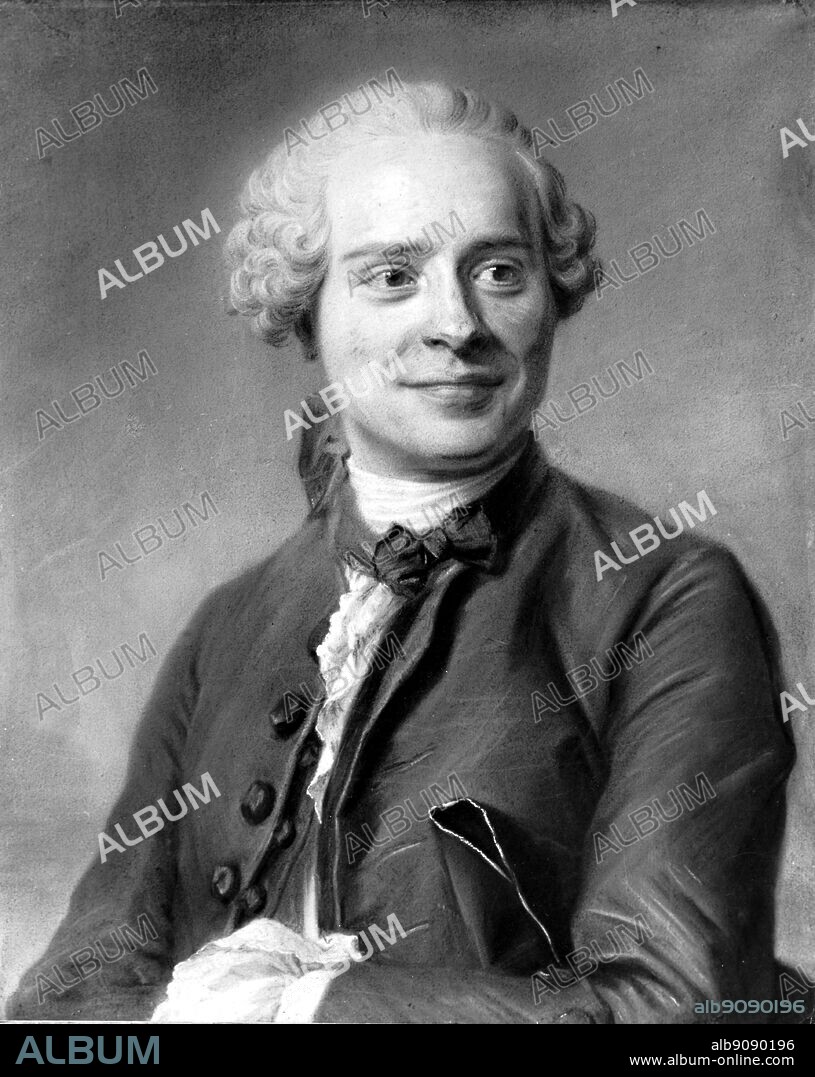 Jean Le Rond d' Alembert (1717-1783), French Mathematician, encyclopedist and theoretical physicist. Pastel by Maurice Quentin de la Tour, (1704-1788), French Rococo Era painter.