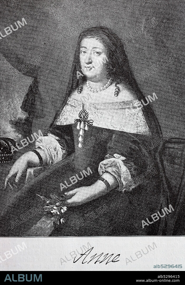 Anna Maria Mauricia of Austria, Ana de Austria, Anne d'Autriche, 22 September 1601 - 20 January 1666 in Paris, was a Spanish-Portuguese Infanta and Archduchess of Austria from the House of Habsburg and from 1615 Queen and from 1643 to 1651 as mother of the still minor Louis XIV Regent of France.