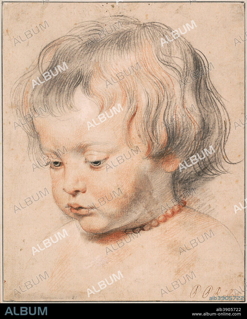 PETER PAUL RUBENS. Nicolaas Rubens Wearing a Coral Neckless, c. 1619. Date/Period: Ca. 1619. Painting. White chalk, black chalk and sanguine on paper.