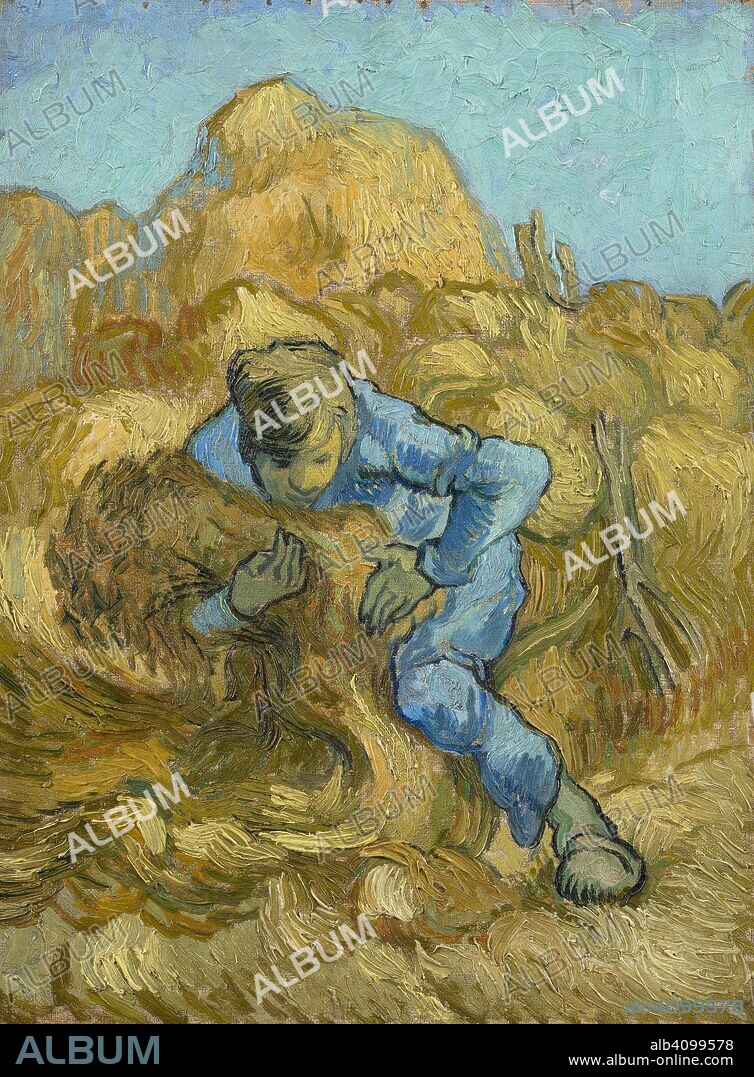 VINCENT VAN GOGH. The Sheaf-Binder (after Millet). Date: September 1889, Saint-Rémy-de-Provence. Dimensions: 44.5 cm x 33.1 cm, 58.2 cm x 47.5 cm.