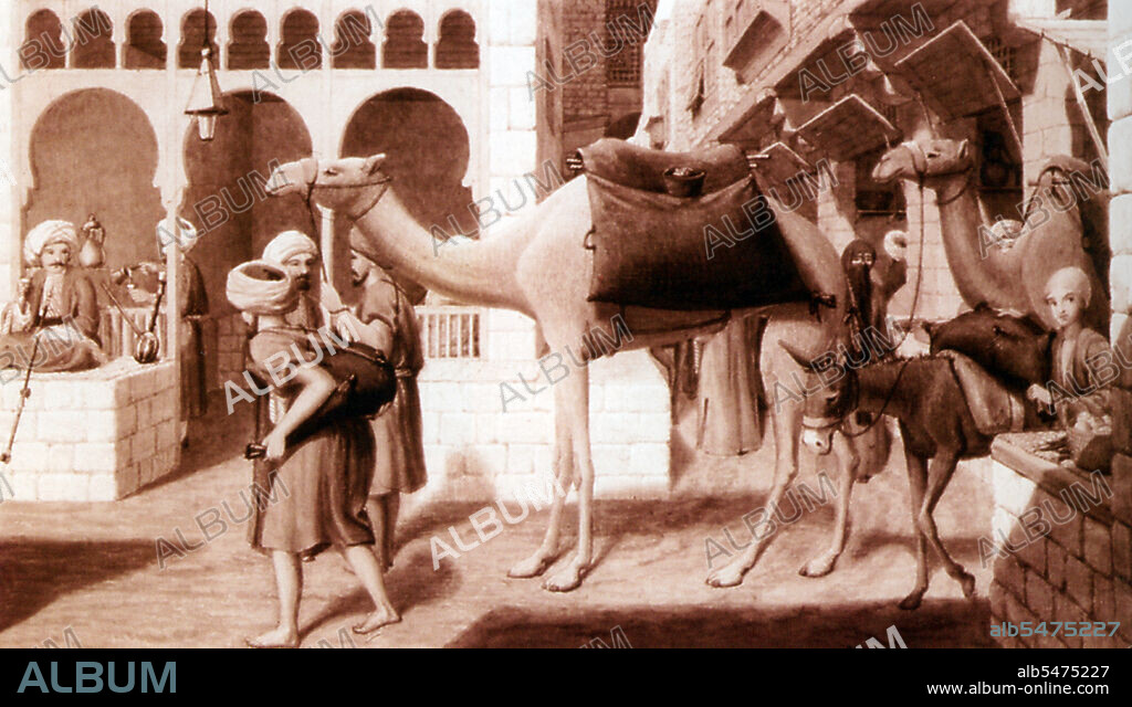 Edward William Lane (1801-76) was a British Orientalist, translator and Arabic scholar who lived in Ottoman Cairo from 1825-28. So fascinated was he with Egypt, he dressed as an Ottoman Turk and spent much time sketching the backstreets of Cairo. Upon his return to England he translated the novel 'Arabian Nights' ['1001 nights'] and 'Selections from the Qur'an'.