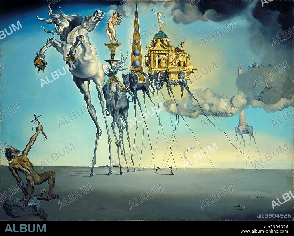 SALVADOR DALÍ. Salvador Dalí / 'La tentación de San Antonio', 1946, Óleo sobre lienzo, 90 x 119,5 cm.
