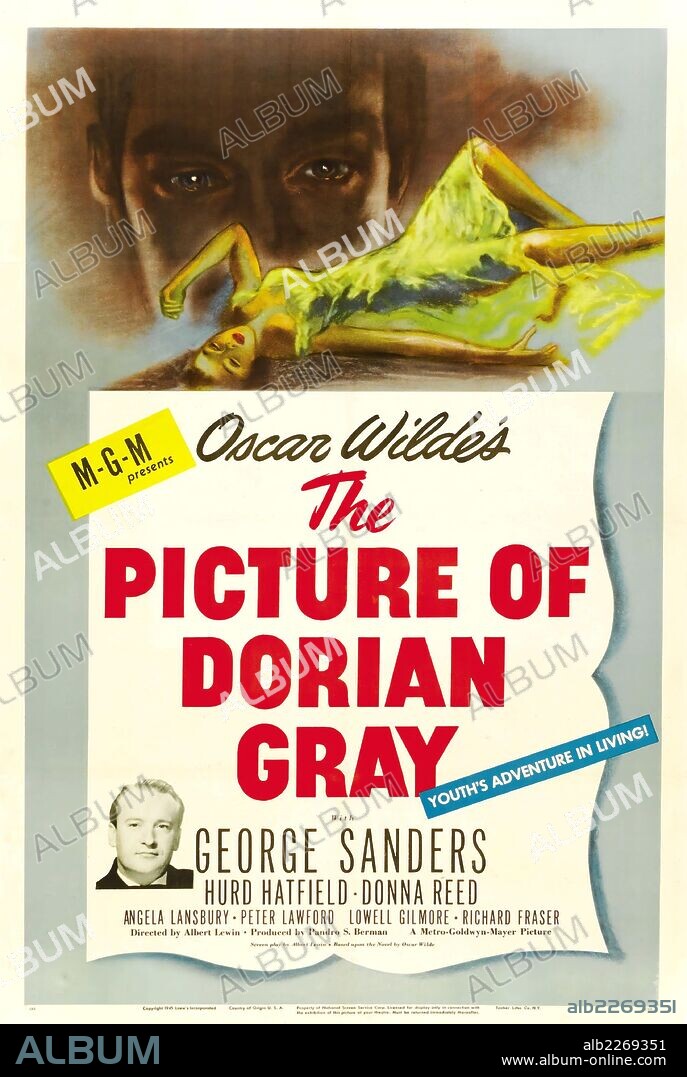 Poster de EL RETRATO DE DORIAN GRAY, 1945 (THE PICTURE OF DORIAN GRAY), dirigida por ALBERT LEWIN. Copyright M.G.M.