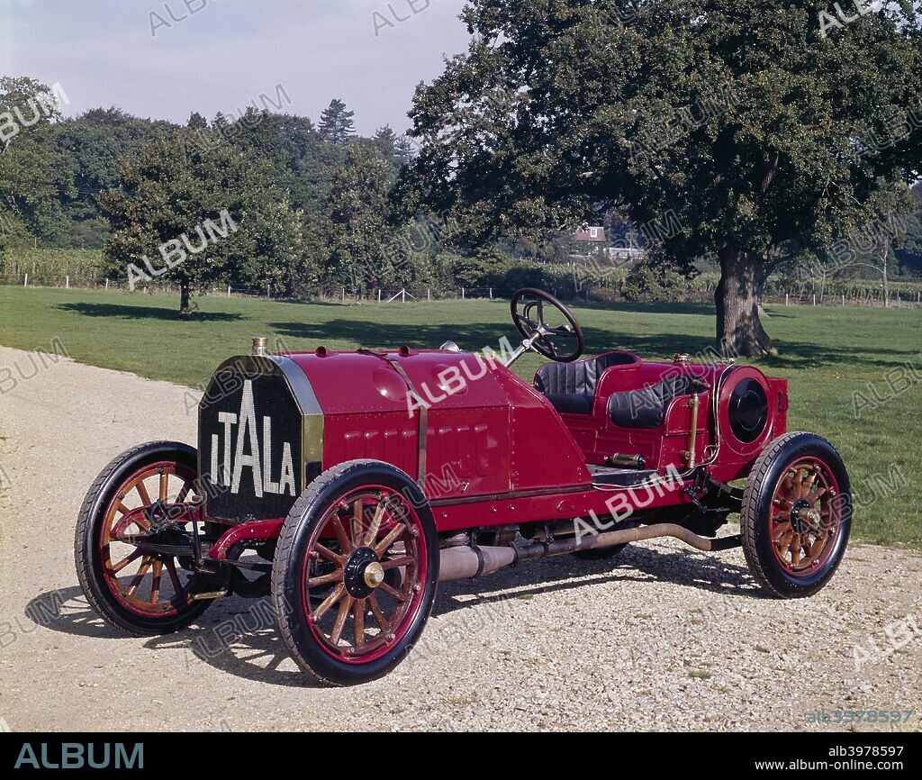 1907 Itala 120hp car. Itala was one of the leading Italian quality car makes in pre-1914 days. In 1907 they entered three cars for the Coppa Della Velocita Race at Brescia; these finishing first, eighth and tenth. This car was the winner, driven by Cagno at an average speed of 65.2mph for the 302 miles. It weighs just over a ton, with a giant engine of 14.5 litres.