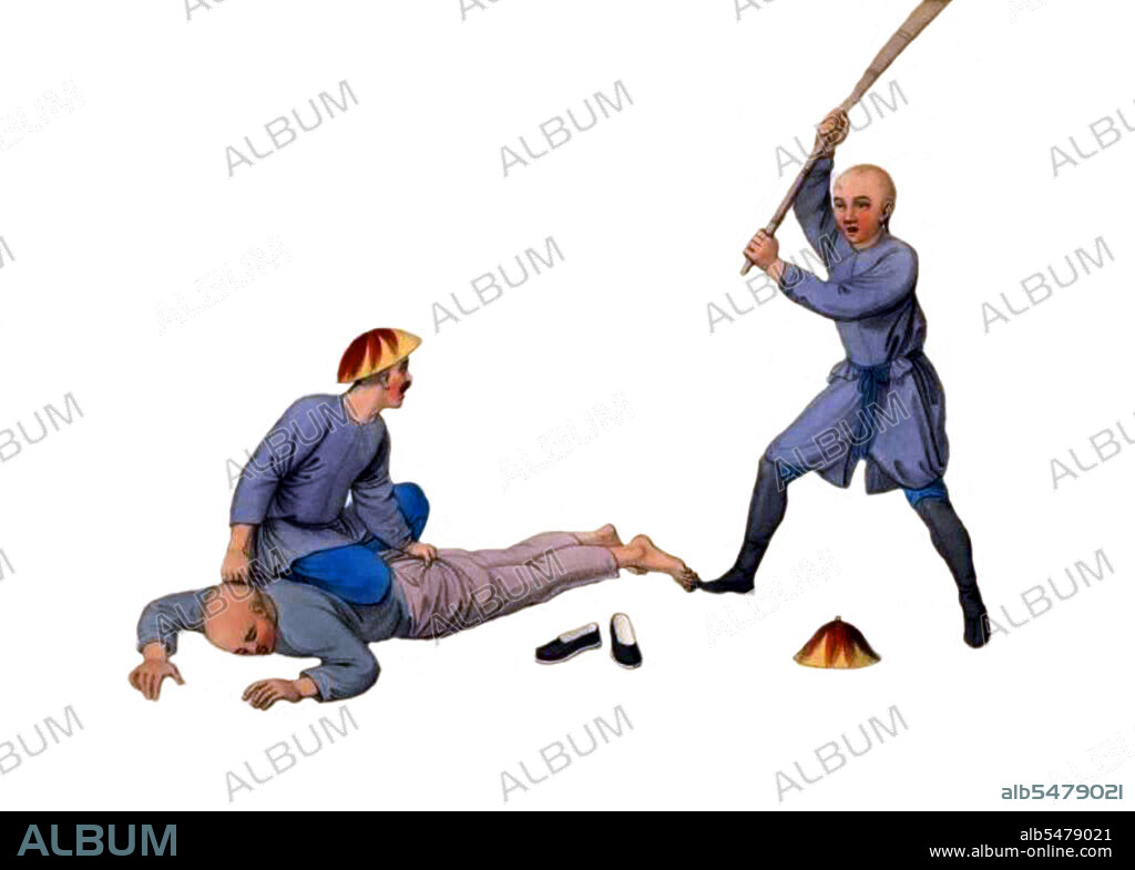 Foot whipping, variously known as bastinado, falanga (phalanga), and falaka (falaqa), is a form of corporal punishment whereby the soles of the feet are beaten with an object such as a cane or rod, a club, a piece of wood, a stout leather bullwhip, or a flexible bat of heavy rubber. It is also sometimes favoured as a form of torture because, although extremely painful, it leaves few physical marks. The prisoner may be immobilised before application of the beating by tying, securing the feet in stocks, locking the legs into an elevated position, or hanging upside-down. The Persian term falaka referred to a wooden plank which was used to secure the feet prior to beating. This punishment has, at various times, been used in China, as well as the Middle East. It was used throughout the Ottoman Empire.