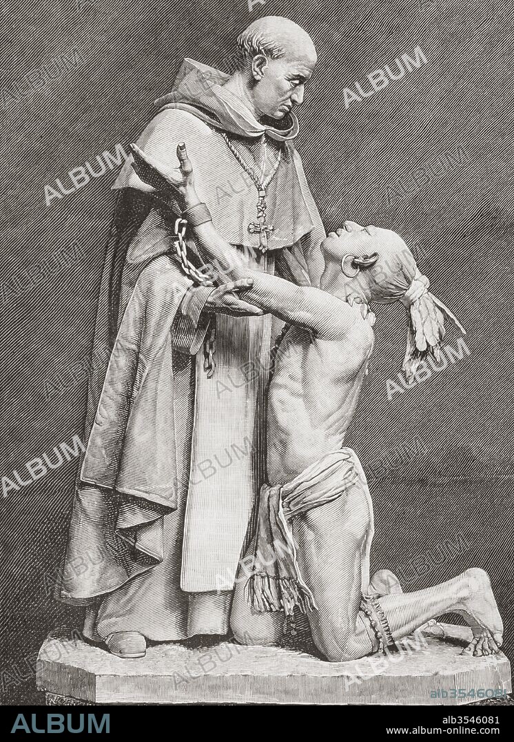 Bartolomé de las Casas, c. 1484 - 1566. 16th-century Spanish historian, social reformer and Dominican friar. First resident Bishop of Chiapas, and the first officially appointed "Protector of the Indians". From La Ilustracion Española y Americana, published 1892.