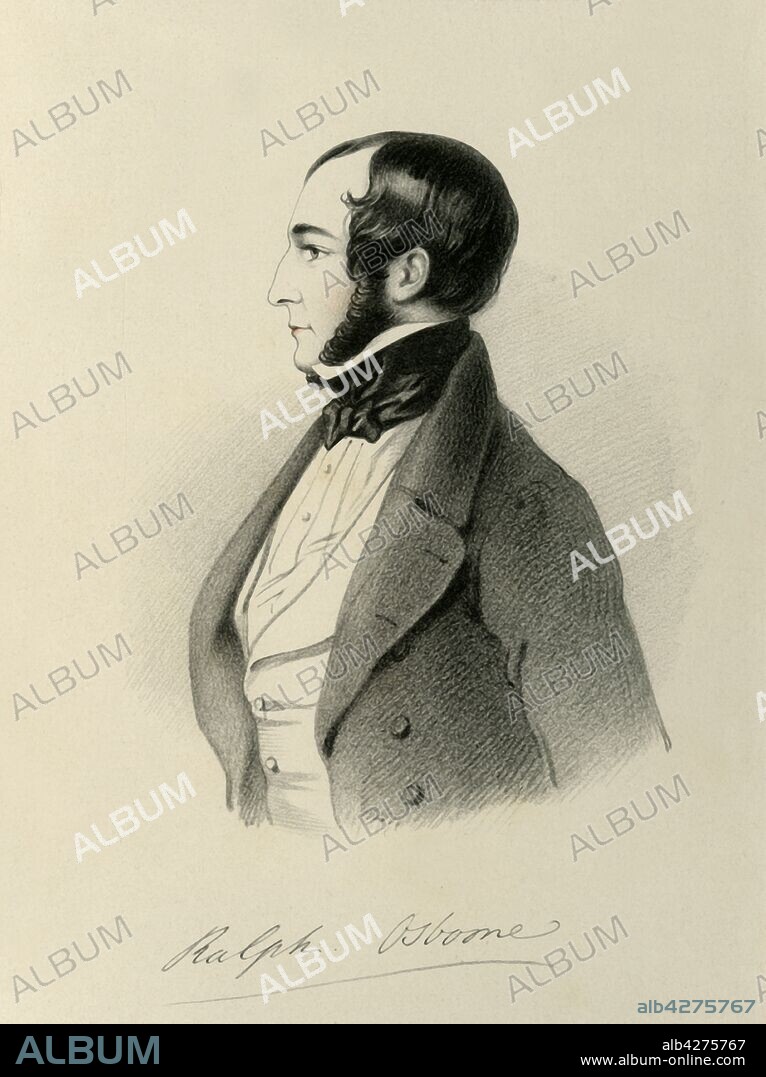 RICHARD JAMES LANE. 'Ralph Osborne', 1846. Portrait of British Liberal politician Ralph Bernal Osborne (1808-1882). From "Portraits by Count D'Orsay", an album assembled by Lady Georgiana Codrington. [1850s].