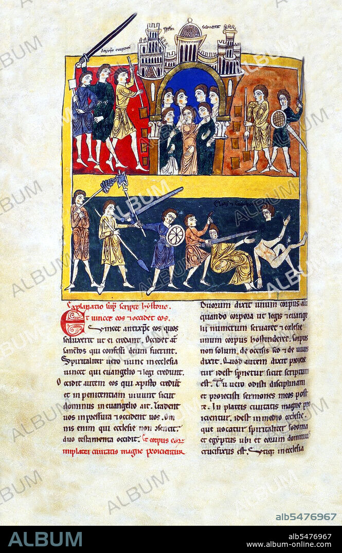 Commentary on the Apocalypse (Commentaria In Apocalypsin) was originally an eighth century work by the Spanish monk and theologian Beatus of Liebana. Today, it refers to any of the extant manuscript copies of this work, especially any of the 26 illuminated copies that have survived. It is often referred to simply as the Beatus. The historical significance of the Commentary is made even more pronounced since it included a world map, which offers a rare insight into the geographical understanding of the post-Roman world. Well-known copies include the Morgan, the Saint-Sever, the Gerona, the Osma and the Madrid (Vitr 14-1) Beatus codices. Considered together, the Beatus codices are among the most important Spanish medieval manuscripts and have been the subject of extensive scholarly and antiquarian enquiry.