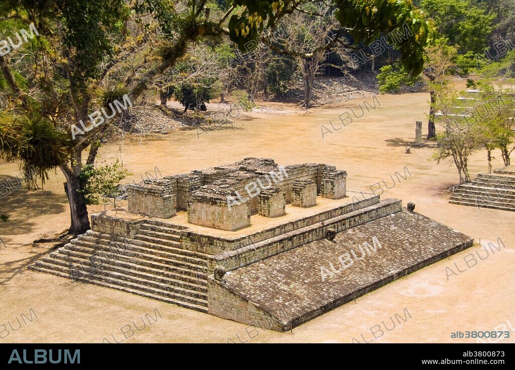 Ruins of a Mayan temple, or ziggurat, Copan, Honduras.