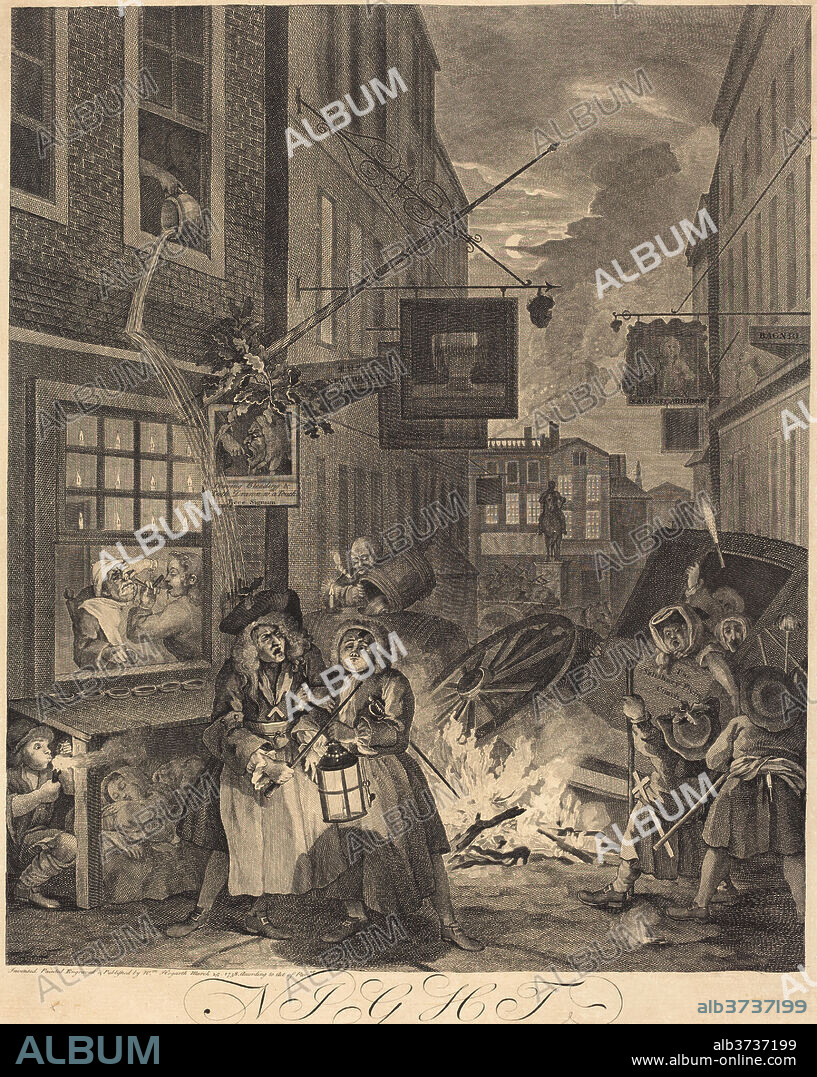 WILLIAM HOGARTH. Night. Dated: 1738. Medium: etching and engraving.