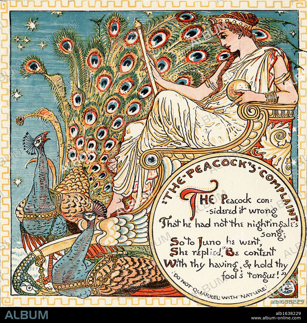 The Peacocks Complaint, From the book Babys Own Aesop by Walter Crane published c1920.