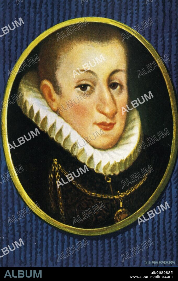 Ferdinand II - Deutscher Kaiser (1578-1637) after an anonymous miniature 1535. Ferdinand II, Holy Roman Emperor (July 9, 1578 - February 15, 1637), of the House of Habsburg, reigned as Holy Roman Emperor from 1619-1637. He was also the Archduke of Styria (Inner Austria) from 1590 - 1637, King of Bohemia from 1617-1619 and again from 1620-1637, as well as King of Hungary from 1618-1625. A devout Catholic, his recognition as King of Bohemia and suppression of Protestantism precipitated the early events of the Thirty Years' War. The duration of his reign was occupied by confessional and military concerns. ©TopFoto.