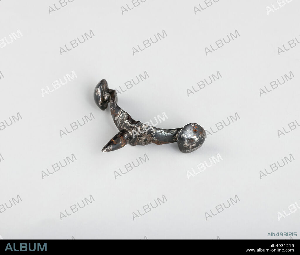 Prick Spur, Celtic, 2nd1st century B.C., Stradonice, Celtic, Iron, L. 1 1/8 in. (2.9 cm); W. 1 3/4 in. (4.5 cm); Wt. 0.4 oz. (11.3 g), Equestrian Equipment-Spurs.