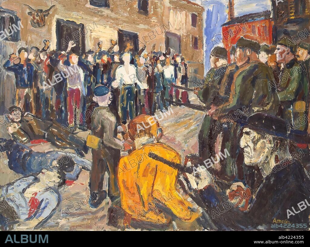 ALBIN AMELIN. 'Civilization in General Franco's Way'. Sweden, 1936. Dimensions: 97x130 cm.